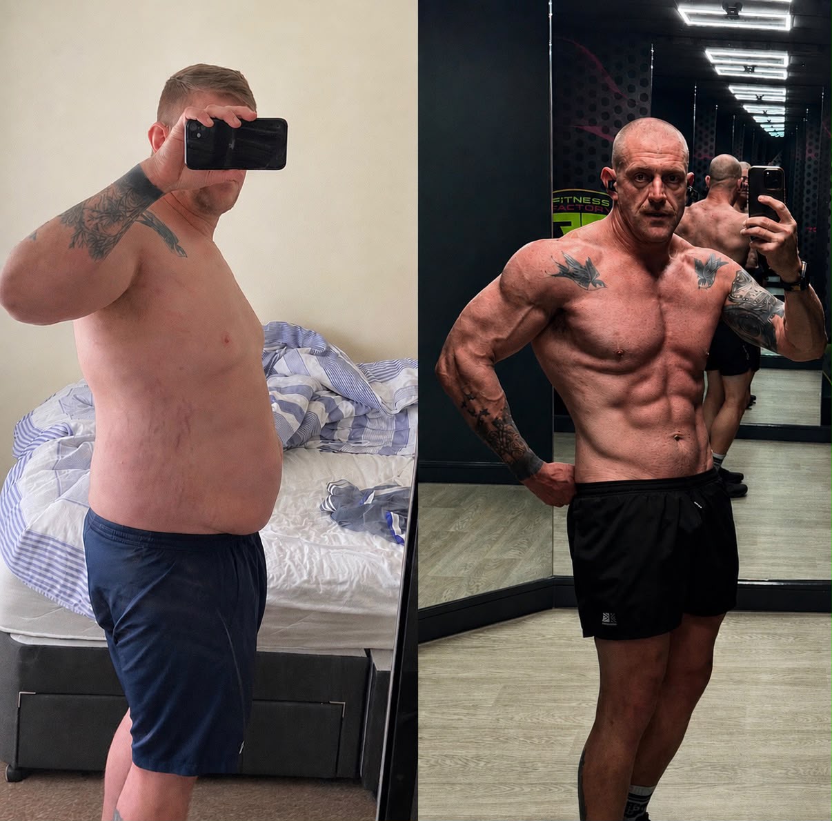 Julian's own transformation, before and after